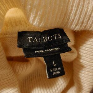 Talbots 100 percent cashmere off-white T-neck L